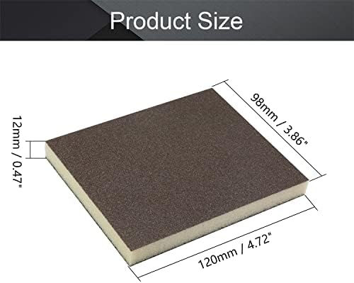 Utoolmart Sanding Sponge Sanding Blocks, 120 Grit Wet Dry Sandpaper Sponge, Washable and Reusable Sand Sponge Kit, for Kitchen Cookware Cleaning and Rust Removal of Rusted Metal, Grey, 12 Pcs