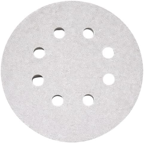 Indasa Rhynogrip White Line 5 Inch Sanding Discs, 8-Hole Hook & Loop – Aluminum Oxide, Random Orbital, Vacuum Compatible – 55 Series (50 Pack) (5 Inch, 120, Medium)