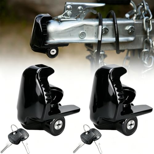 Trailer Hitch Lock 2-Pack for 1-7/8",2",2-5/16" Couplers, Heavy Duty,Black