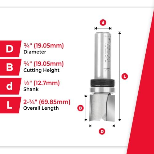 Amana Tool 45463-S Carbide Tipped Flush Trim Plunge Template Router Bit 3/4 Dia x 3/4 Inch x 1/2 Shank with Upper Ball Bearing