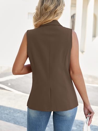 Mina Self Women's Sleeveless Vest Tops Open Front Lightweight Blazer Jacket