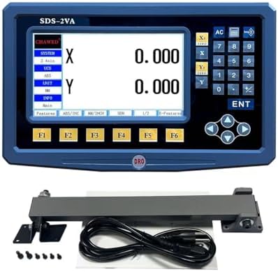 DRO Digital Readout 2 Axis Screen DRO Readout Display Linear Scale for Bridgeport/Knee Mill Milling Machine Lathe Machine Tools (SDS-2VA-LCD)