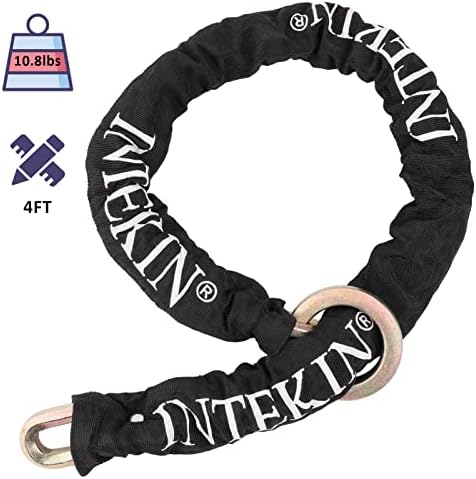 4FT Heavy Duty Bike Chain Lock - 12mm Thick, 16mm Disc Lock for Motorcycles, Scooters, Gates - Orange