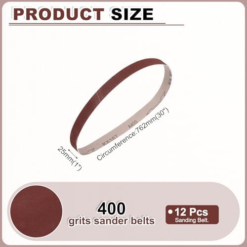 HARFINGTON 1 x 30 Inch Sanding Belts, 12 Pcs 400 Grits Aluminum Oxide