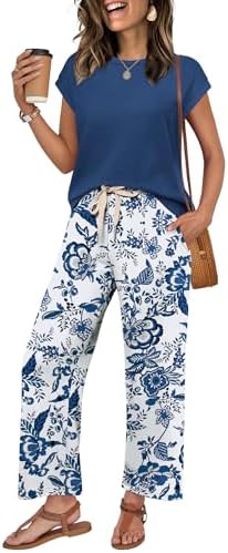 WIHOLL Two Piece Sets for Women Summer Spring Outfits Lounge Sets Beach Vacation Clothes Airport Travel Matching Clothing