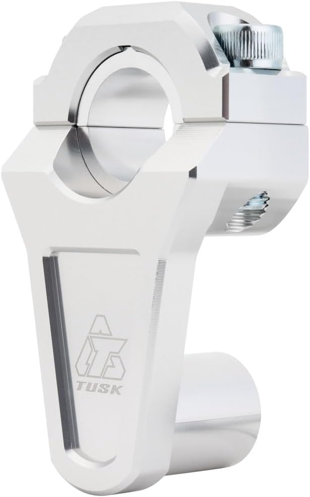 Tusk 2" Pivoting Bar Risers for Motorcycle & Dirt Bike -1 1/8" Bar Clamp to 1-1/8" Handlebars – Universal Fit, Silver
