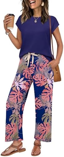 WIHOLL Two Piece Sets for Women Summer Spring Outfits Lounge Sets Beach Vacation Clothes Airport Travel Matching Clothing