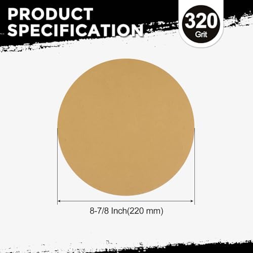 50Pcs Sanding Discs 8-7/8In 320Grit Hook and Loop Sandpapers Yellow