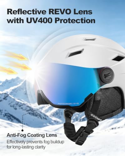 Odoland Ski Helmet with 2-in-1 Visor Goggles, Lightweight for Men Women