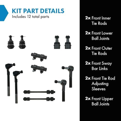 TRQ Front Steering & Suspension Kit Ball Joint Sway Bar Stabilizer Link Tie