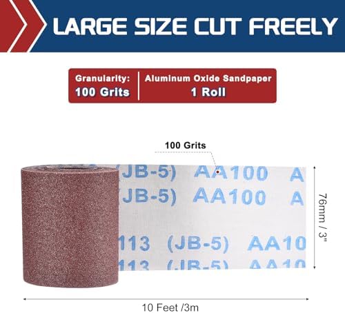 Sandpaper Roll 3Inch 10FT 100Grit Aluminum Oxide Emery Cloth Roll