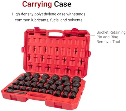TEKTON 3/4 Inch Drive Socket Set, 37-Piece | SID93418 | (13 - 50 mm), Shallow, 6-Point, Case