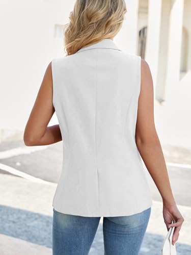 Mina Self Women's Sleeveless Vest Tops Open Front Lightweight Blazer Jacket