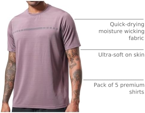 Liberty Imports 5 Pack Men's Active Quick Dry Crew Neck T Shirts