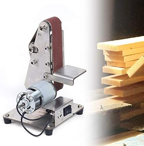 Mini Belt Sander, Electric Power Belt Sanders with 10pcs Sand Belts Metal Grinder Knife Making DIY Vertical Sand Belt Machines for DIY Wood Working Edge Polishing (775 Spindle Motor)