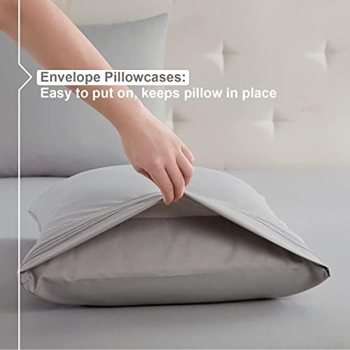 Nestl King Sheets Set - 4 Piece King Size Bed Sheets, Extra Soft, Double Brushed Bedding for King Size, 2 Tone Grey/Silver Set, Grey Fitted Sheet, Silver Flat Sheet, Silver Pillow Case