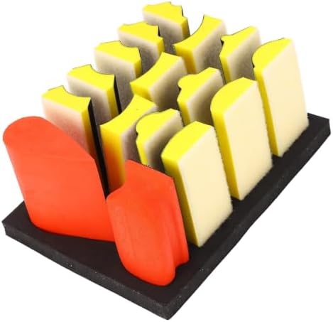 16PCS Hand Sanding Block Set, Interchangeable Assorted Contoured Profile Self Adhesive Groove Curved Surface Polishing Block for Woodworking Wall GrindingSanding Pad Kit