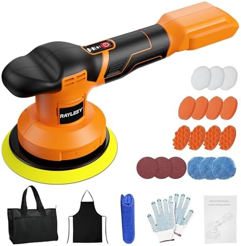 Cordless Buffer Polisher Kit for DEWALT 20V LI-ION Battery.6-Inch Orbital Buffer Polisher with 3 Variable Speed with 25pcs Polishing Accessories, for Car Polishing/Waxing (Tool Only)