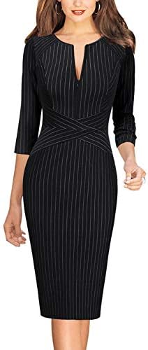 VFSHOW Womens Work Business Office Zipper Up Slim Bodycon Sheath Dress