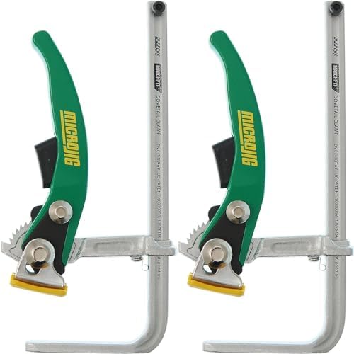 MICROJIG MatchFit Ratchet Clamp, 2-PACK | 7-Inch Capacity, Anti-Pivot Spring, Quick Release Trigger, No-Mar Clamp Pad, Compatible with Dovetail System & Track Saw Guide Rails, DVC-700RAPX2
