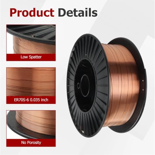 findmall ER70S-6 Mild Steel 0.035 Inch MIG Welding Wire Low Splatter 33 Pound Spool Fit for All Position Gas Welding