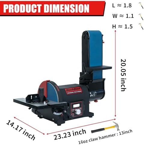 BUCKTOOL 1HP VFD Variable Speed Belt Disc Sander,4x36" Belt,8" Disc