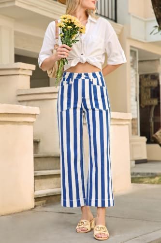 Cicy Bell Womens Cropped Wide Leg Jeans High Waisted Baggy Denim Ankle Pant