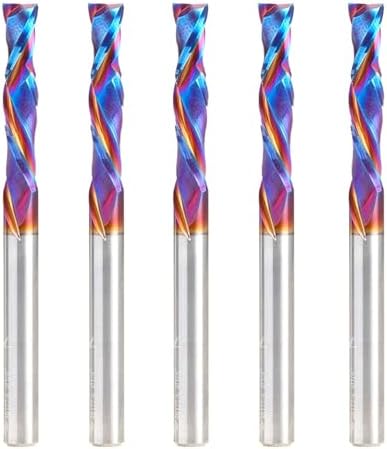 Amana Tool Spektra Extreme Tool Life Solid Carbide CNC Compression Spiral Router Bit, 46177-K-5 5 Pack, 1/4 D x 1-1/4 CH x 1/4 Shk x 3 Inch L 2 Fl