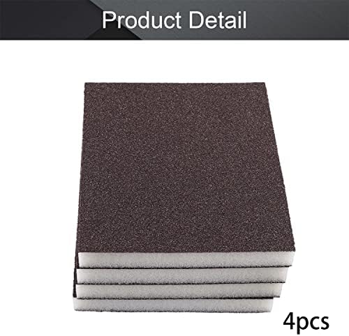 Utoolmart Sanding Sponge Sanding Blocks, 100 Grit Wet Dry Sandpaper Sponge, Washable and Reusable Sand Sponge Kit, for Kitchen Cookware Cleaning and Rust Removal of Rusted Metal, Grey, 4 Pcs