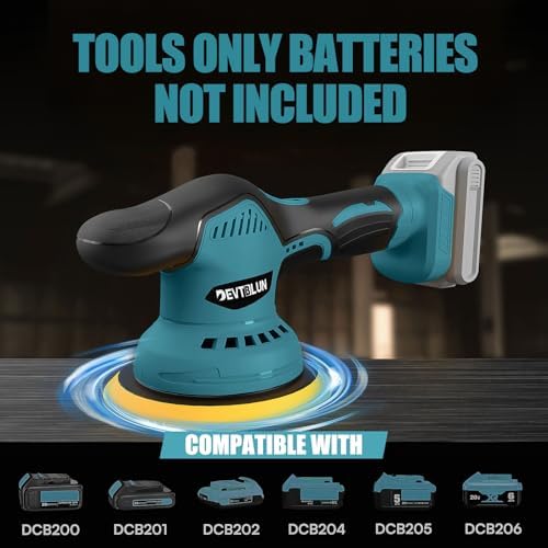 Cordless Car Buffer Polisher Kit Compatible with Makita 18V Battery(NO Battery),6"Brushless DA Random Polishing Machine, 8 Variable Speed 5500RPM for Car Detailing,14Pcs Accessories