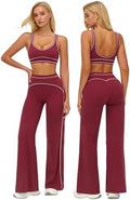 ABOCIW Two Piece Workout Sets for Women Racerback Tank Top Matching High Waist Wide Leg Yoga Pants Pilates Outfits