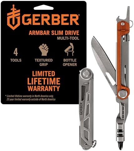 Gerber Armbar Slim Drive 4-in-1 EDC Multitool Pocket Knife, Burnt Orange
