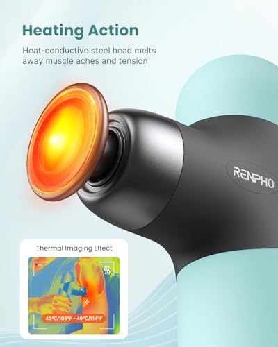 RENPHO Mini Thermal Massage Gun with Heat, Color Silicone Casing, 4 Speeds
