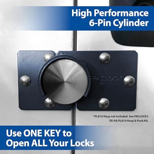 PACLOCK's 9-Series Patented Cone Puck w/Tapped Holes, Standard Rekeyable (SR), Keyed Different, Black