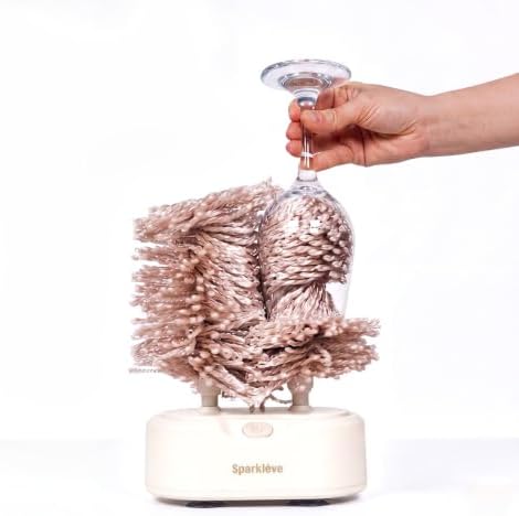 Home Glassware Polisher, World's First Affordable Spinning Glass Polisher, 600 RPM Dries, Polishes, All Glasses, Wet Glass and Spin for Sparkling Glassware, White, Classic Matte