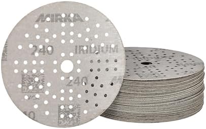 Mirka Sandpaper Discs Iridium 5 Inch 240 Grit Hook and Loop 50 Pack