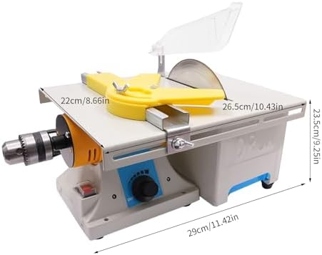 750W Mini Table Saw & Polisher, Adjustable Speed 1000-10,000 RPM Multifunctional Lapidary with 6-Inch Jade Saw Blade Woodworking Carving Lathe Machine for Cutting, Grinding