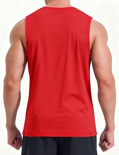 KPSUN Men's Quick Dry Workout Tank Top Summer Beach Shirt | UPF 50+ Sleeveless Gym Muscle Shirt with Hidden Pocket for Keys. Ideal for Gym Training, Outdoor Running, And Beach Workouts