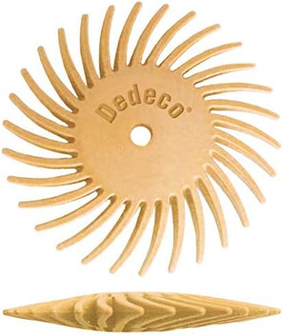 Dedeco Sunburst Radial Bristle Discs 12-Pack - 1-1/2" Curved Knife-Edge - Peach 2500 Grit (Extra-Fine 6 Micron) - Aluminum Oxide for Polishing & Surface Finishing