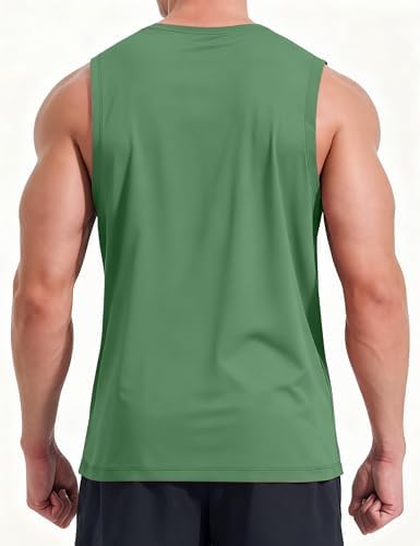 KPSUN Men's Quick Dry Workout Tank Top Summer Beach Shirt | UPF 50+ Sleeveless Gym Muscle Shirt with Hidden Pocket for Keys. Ideal for Gym Training, Outdoor Running, And Beach Workouts