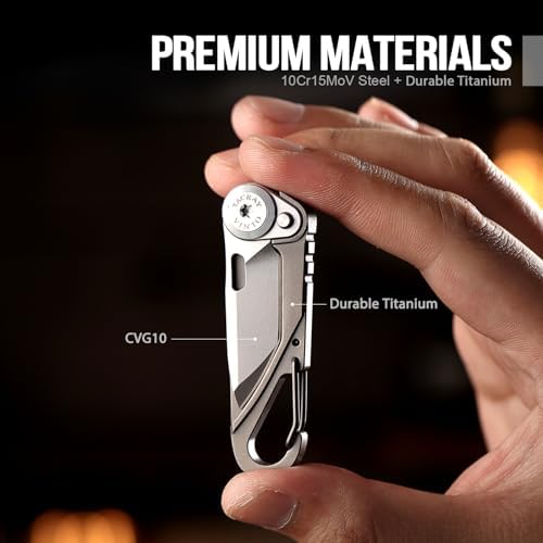 TACRAY Vinto 5-in-1 Titanium Keychain Multitool Mini Pocket Knife, Grey