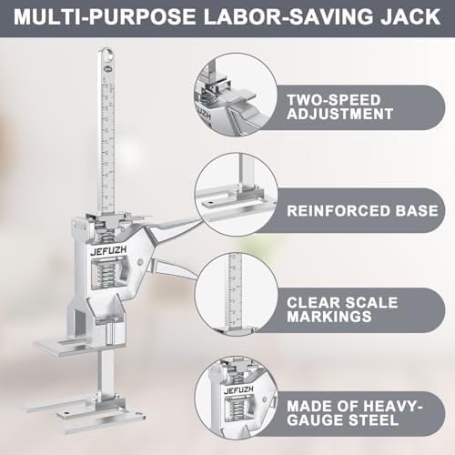Labor Saving Arm Jack 2 Pack, 440 lb Load-Bearing Height Adjustable Lifting Device, Hand Furniture Lifter Tool for Door Furniture Jacks Installation, Wall Tile Adjustment, Heavy Object Raising