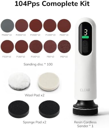 Cordless Rotary Sander Kit, 2" Detail Polisher for Resin Wood