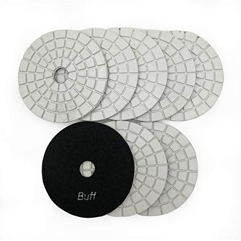 SHDIATOOL 8Pcs 4 Inch Diamond Wet Polishing Pads with White Bond White Buff for Marble Granite Stone