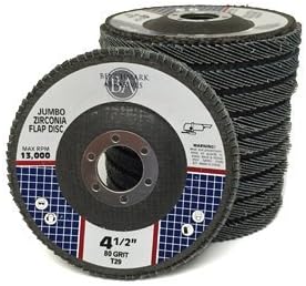 Benchmark Abrasives 4.5" x 7/8" Zirconia Type 29 Flap Discs, 80 Grit