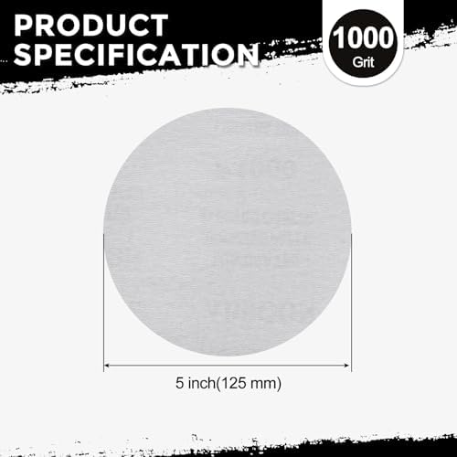 50Pcs Sanding Discs 5In 1000Grit Hook and Loop Sandpapers White