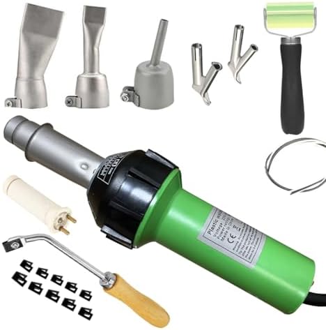 Beyondlife 1600W Plastic Welding Kit Hot Air Welder Heating Gun PVC Vinyl Rod Welding Hot Gas Pistol Tool, with Various Welding Nozzles, Handheld Floor Groover