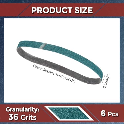 6 Pcs Sanding Belts 2 x 42 Inch 36 Grit Zirconia