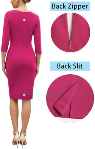 VFSHOW Womens Work Business Office Zipper Up Slim Bodycon Sheath Dress