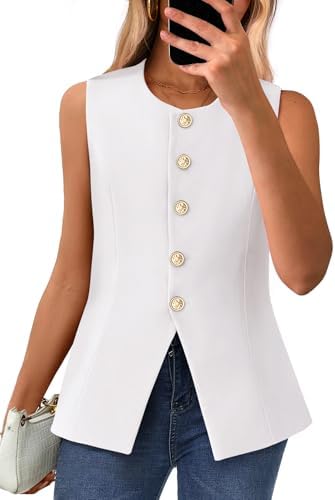BTFBM Suit Vest Tops For Women Sleeveless Blazer Work Wear